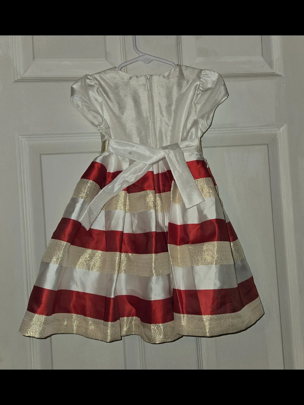 Bonnie Jean Ivory, Red and Gold Striped Holiday Dress SZ 2T